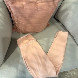 Pink Leggings with White Trim